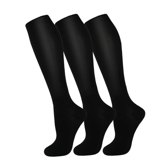 Kompressziós zokni visszér ellen Pamut kompressziós zokni sportoláshoz 3 pár fekete L-XL