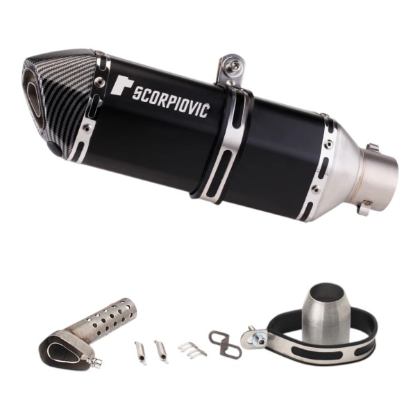 Koncový tlumič kipufogóra 370 mm Univerzális Slip-on 51 mm DB killer-rel Karbon kinézetű végződés Motorkerékpárokhoz fekete