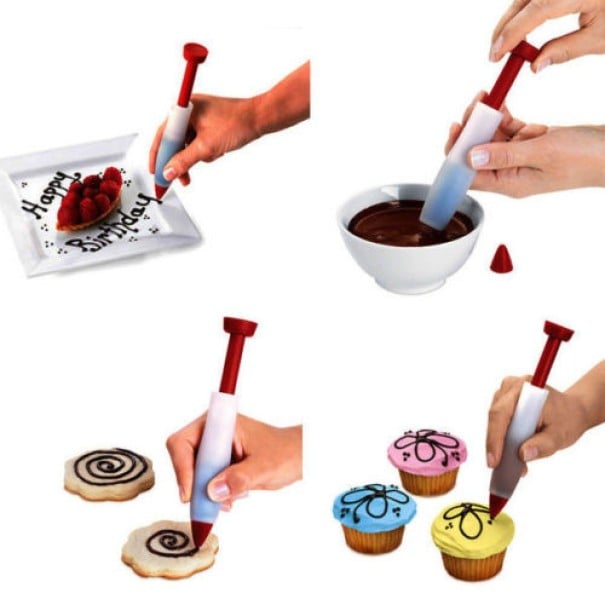 Konditor-Dekorationsstift für detaillierte Verzierung mit Sahne oder Schokolade Beschriftungen und Muster für Desserts und Teller Silikon 1