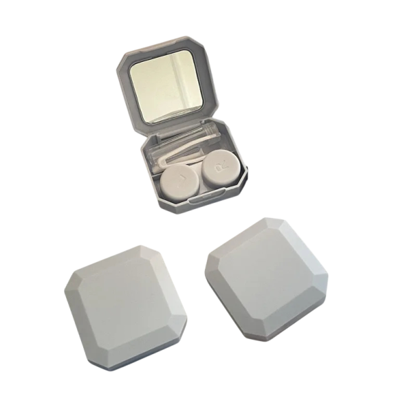 Kontaktlinsenetui mit Spiegel und Zubehör Größe 5,9 x 5,9 x 2 cm farbiges Kunststoffetui für Reisen blau