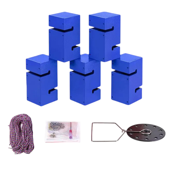 Kooperativní hra na stavbu věže s lanky a zvedákem, sada 5 dílů 15 x 7,5 x 7,5 cm, hračka pro teambuilding a venkovní aktivity modrá
