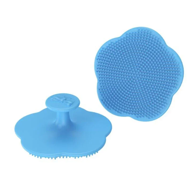 Kopfmassagegerät aus Silikon, 6,5 x 2,5 cm, weiche Bürste für die Haarpflege von Babys, Babyhautmassage, Neugeborenenköpfe blau
