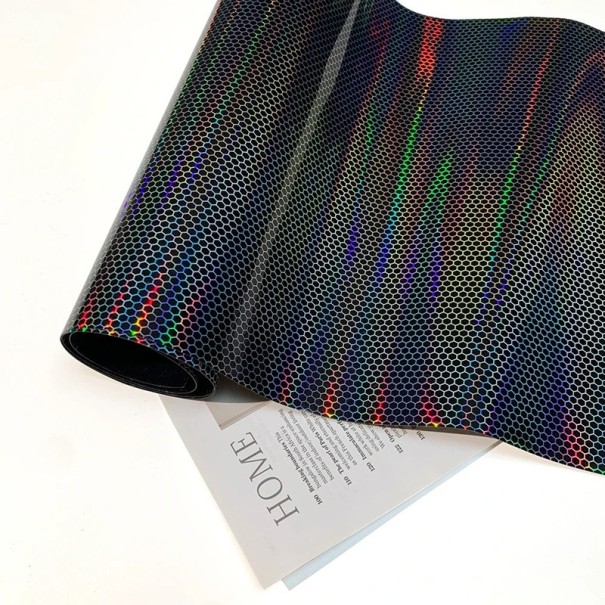 Koplampfolie 30x100 cm met honingraatpatroon Regenboogeffect Lichtzwart Donkerzwart Transparant zwart