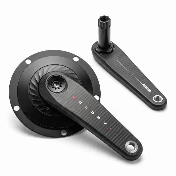 Korby z miernikiem mocy XCADEY VENTUS 15,5 cm Włókna węglowe Pająk 5 śrub 144 BCD Oś 24 mm Czarny Do kolarstwa i treningu 1