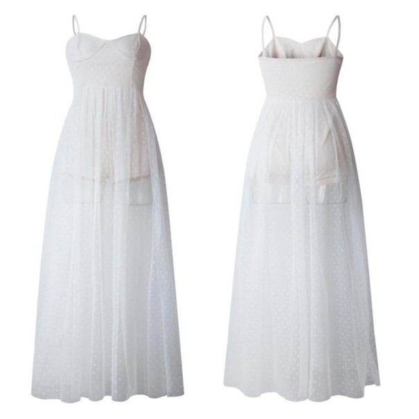 Korsetjurk met lange rok wit XS