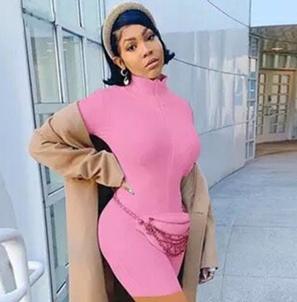 Kort åtsittande jumpsuit för kvinnor rosa S