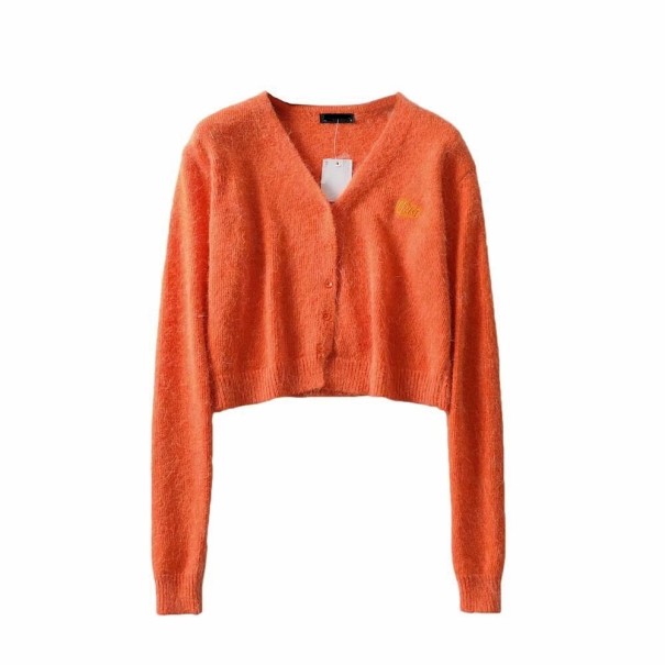 Kort button-down tröja för kvinnor A2986 orange S