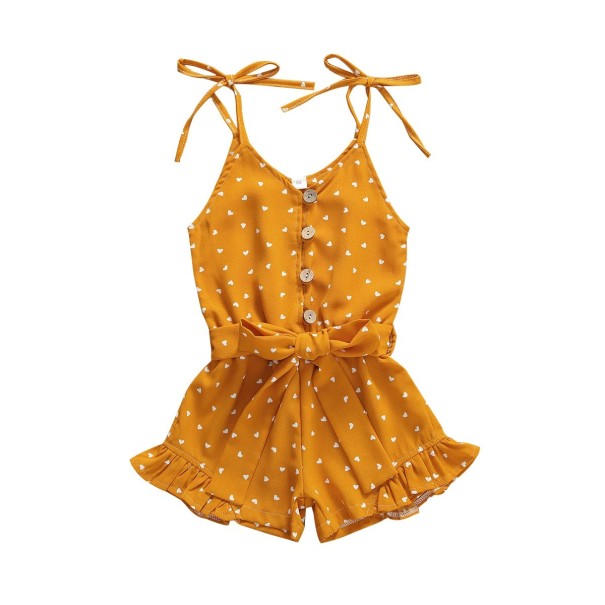 Kort jumpsuit för flickor med hjärtan gul 4