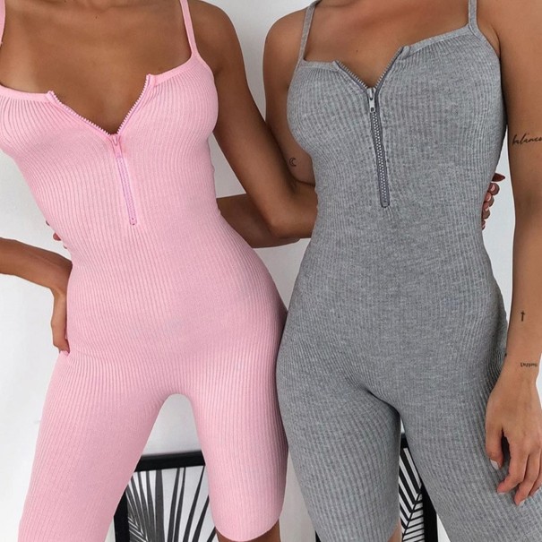 Kort jumpsuit för kvinnor med dragkedja