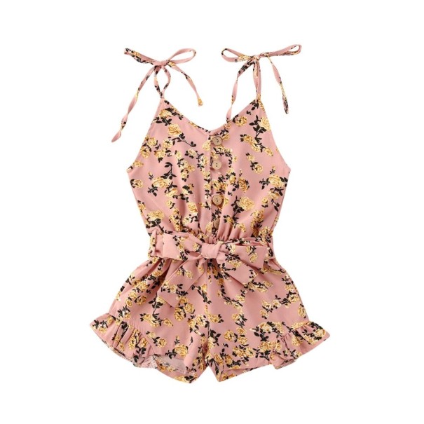 Kort jumpsuit med blomster til piger 4 D