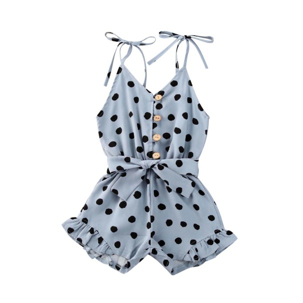 Kort jumpsuit med polkaprikker til piger lyseblå 4