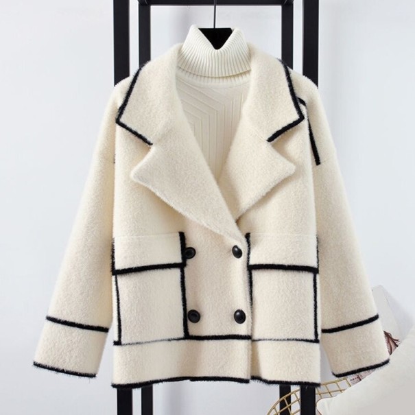 Kort kappa för kvinnor P2319 beige XL
