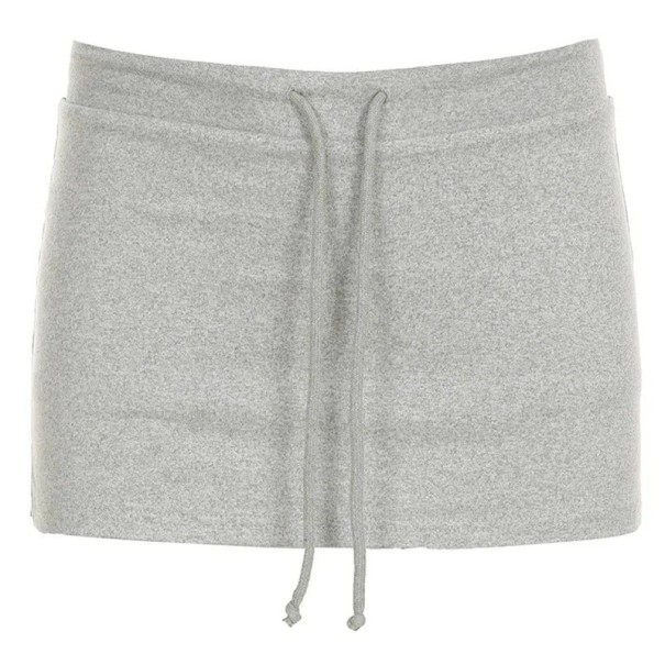 Kort retro mini nederdel med snørebånd Elegant afslappet nederdel til kvinder Stilfuld A-formet nederdel med høj talje til hverdagsbrug grå M