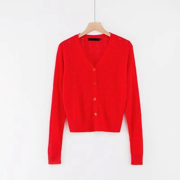 Kort strikket sweater til kvinder G223 rød S