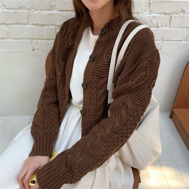 Kort strikket sweater til kvinder G336 brun