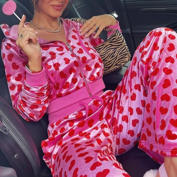 Kort sweatshirt och träningsbyxor för kvinnor P1474