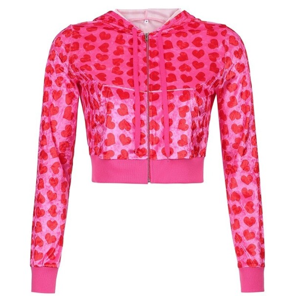 Kort sweatshirt til kvinder P1475 mørkerosa XS