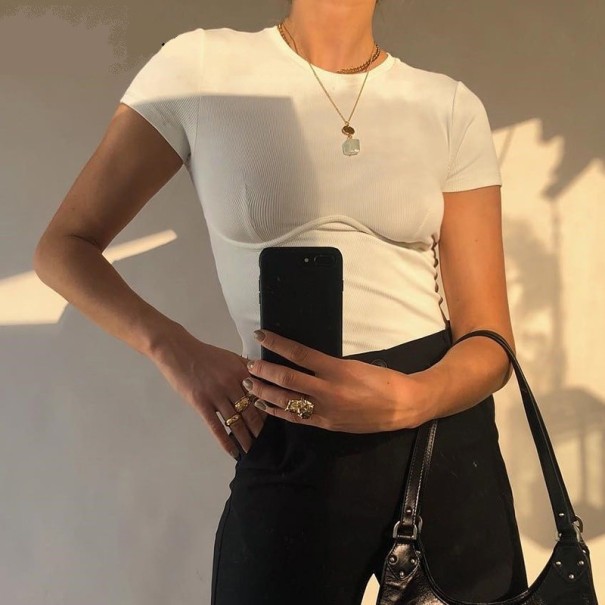 Kort t-shirt för kvinnor vit B85