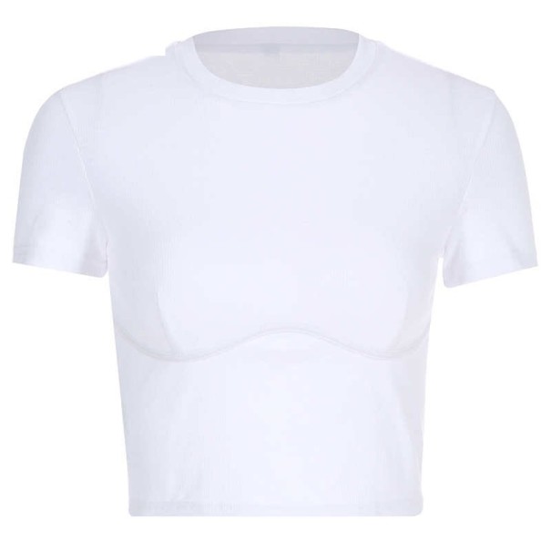 Kort t-shirt til kvinder, hvid B85 M