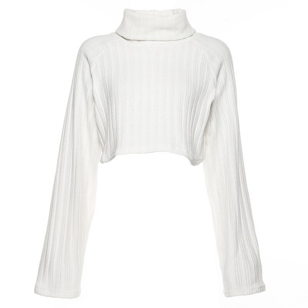 Kort turtleneck-trøje til kvinder G275 hvid M