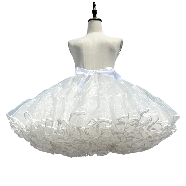 Kort volangkjol längd 45 cm 36 m organza Extra voluminös organzapetticoat under klänningar, kostymer och dans retrooutfits 1