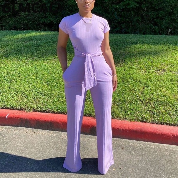 Kortærmet damejumpsuit B838 lyslilla M