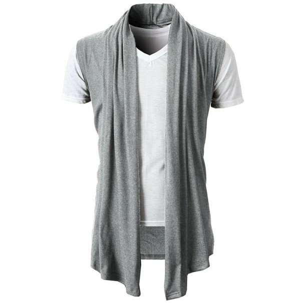 Kortärmad cardigan för män F1119 grå S