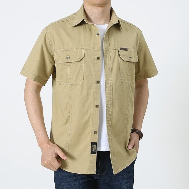 Kortärmad herrskjorta F555 khaki M