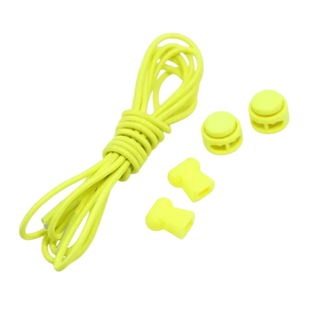 Korte elastische veters 100 cm 1 paar Breedte 0,3 cm Geen strik systeem Vergrendelingssysteem Stevig rekkoord met kwaliteitsgesp neon geel