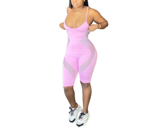Korte strakke jumpsuit voor dames lichtroze M