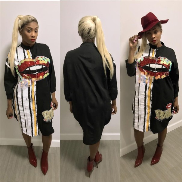 Košilové šaty Melody černá L