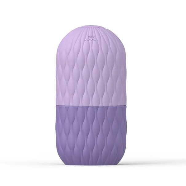 Kosmeettinen jääkapseli elintarvikelaatuisesta silikonista, jossa on teksturoitu pinta ihonhoitoon ja turvotuksen lievitykseen 9,9 x 5,05 x 3,4 cm violetti