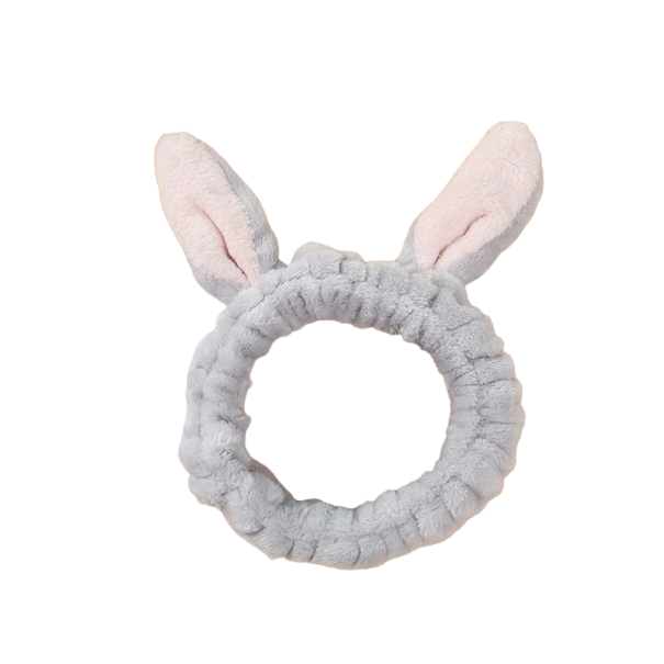 Kosmetik-Stirnband Hase grau