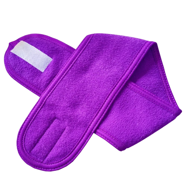 Kosmetik-Stirnband zum Abschminken. Verstellbares Haarband. Haarband 8,8 x 62 cm lila