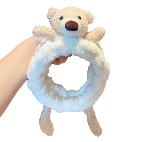 Kosmetikstirnband mit Teddybär creme