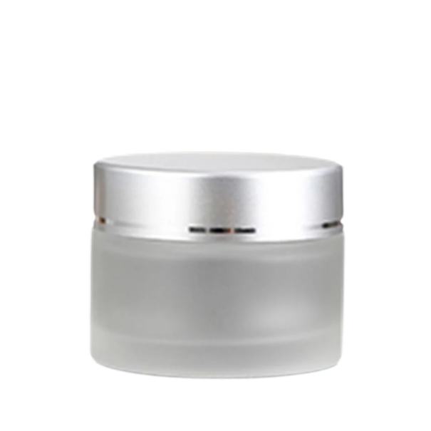 Kosmetische Dose nachfüllbar 50 g Mattglas mit hoher Hitzebeständigkeit silber-transparent Glasbehälter für Creme Balsam Salbe 1