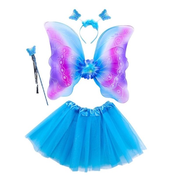 Kostium motyle skrzydła dla dzieci ze spódnicą niebieski