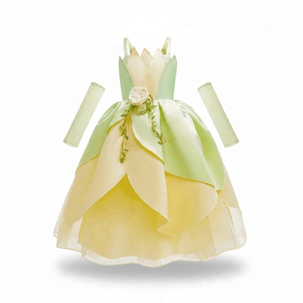 Κοστούμι πριγκίπισσας για κορίτσια Μακριά φορέματα με πέταλα και ροζάκι Μανίκια από βαμβάκι και πολυεστέρα με τούλι Πράσινο και κίτρινο 8