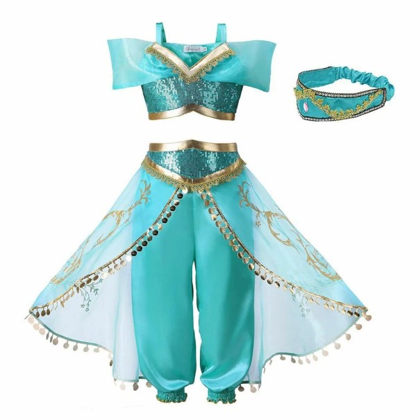 Kostume da princesa Jasmim Fantasia para meninas Fantasia de princesa Jasmim Fantasia de Carnaval para meninas Fantasia de Halloween 2