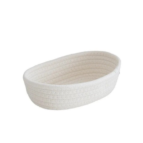 Kosz do przechowywania 30×17×9 cm z plecionej liny bawełnianej Nordycki organizer z tkaniny naturalnej na kosmetyki Pudełko na zabawki i drobiazgi biały