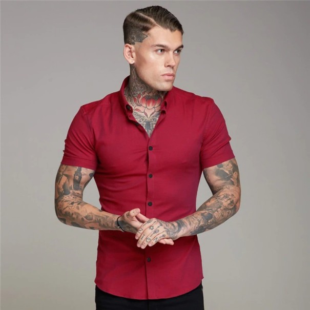 Koszula męska z krótkim rękawem F467 czerwony L 1