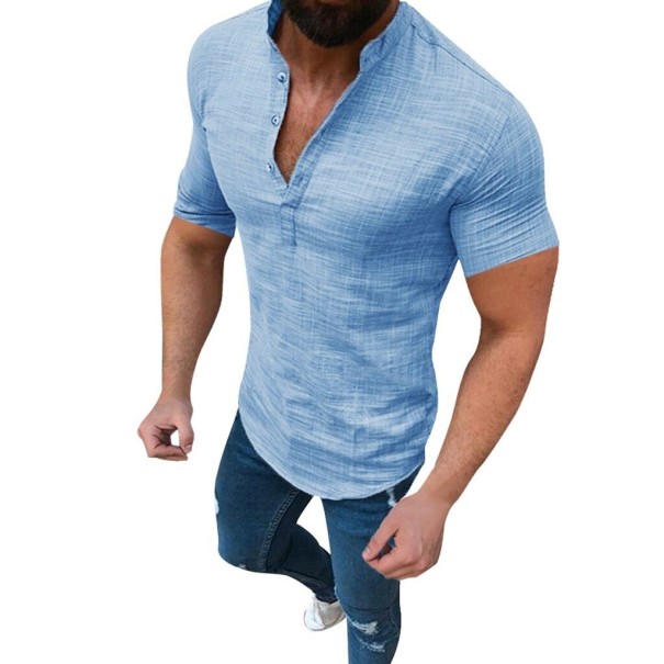 Koszula męska z krótkim rękawem F840 jasnoniebieski L