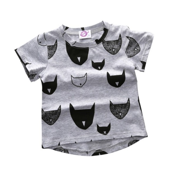 Koszulka dziewczęcy z kotem kreskówkowym J1904 szary 5