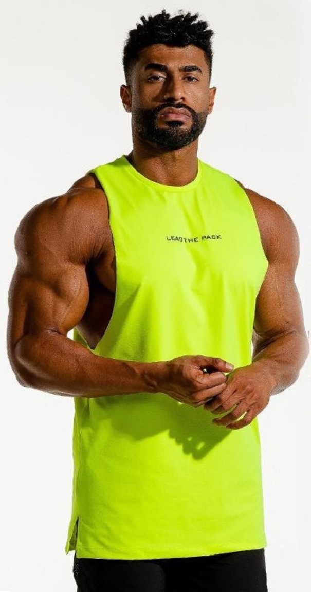 Koszulka męska bez rękawów T1945 neonowa zieleń XS