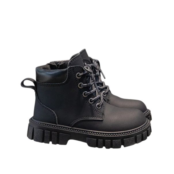 Kotníkové dětské boty šněrovací Svršek z PU kůže Pryžová podrážka s výrazným vzorem Zadní poutko Na podzim a zimu i každodenní nošení černá 26