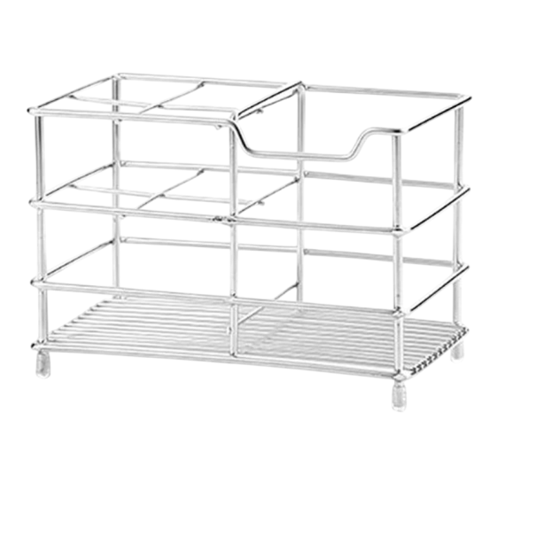 Koupelnový organizér z nerezové oceli 15 x 10,2 cm Volně stojící stojánek s více přihrádkami na kartáčky kosmetiku a make-up štětce stříbrná