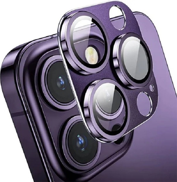Kovový kryt k ochraně čoček pro iPhone 15 fialová