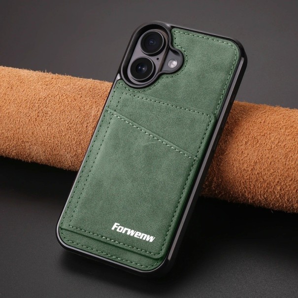 Kožené pouzdro Business Flip pro iPhone 17 Pro Max Vestavěná magnetická peněženka Flipové pouzdro z umělé kůže PU zelená