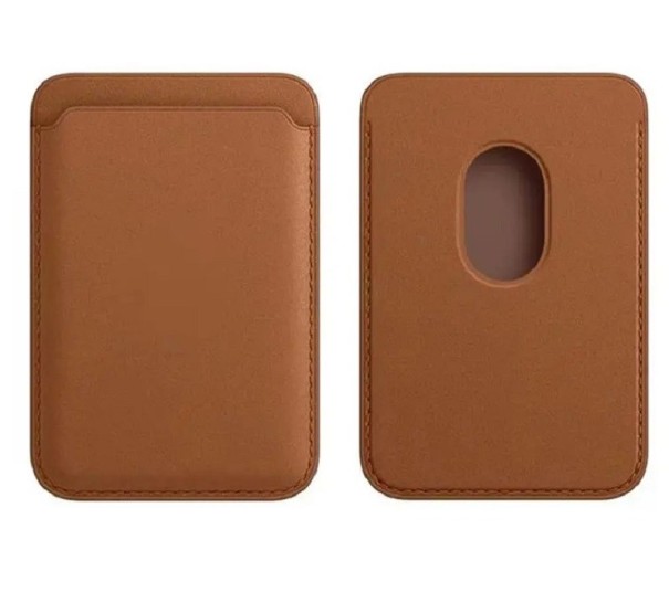 Kožený držák na karty s magnetem MagSafe na iPhone hnědá