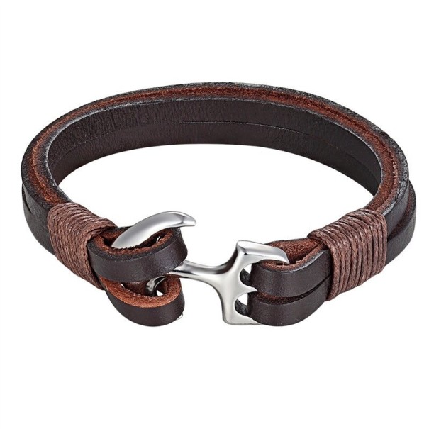 Kožený náramek s kotvou 23 cm 3